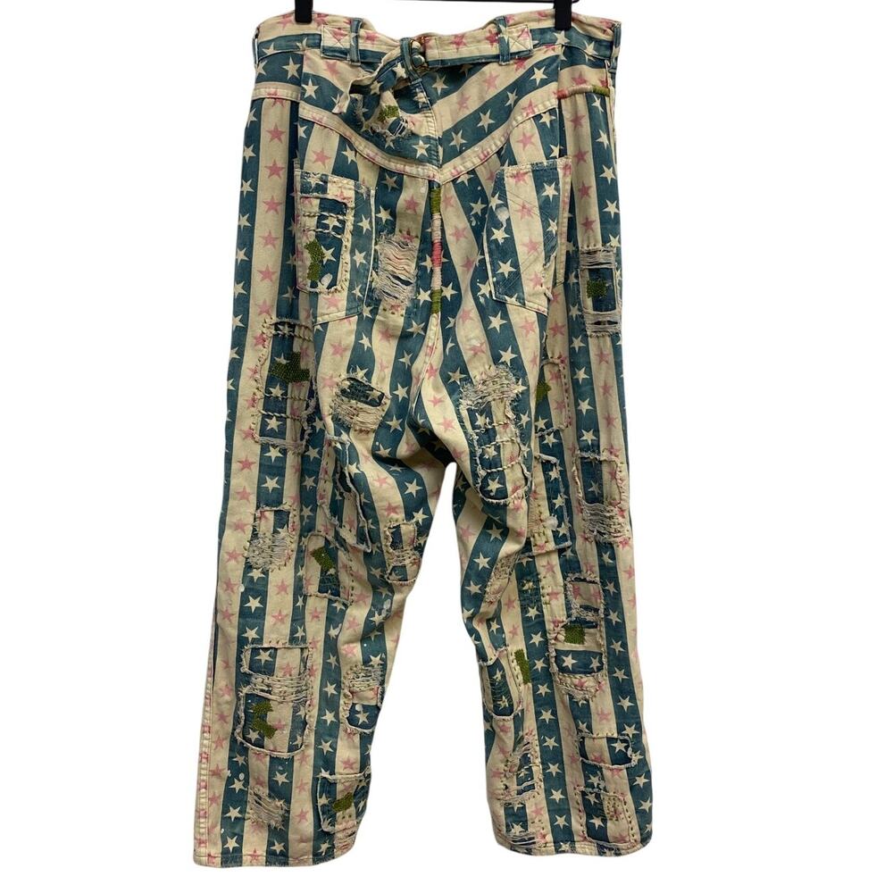 Magnolia Pearl Dare Devil Miner Pants, OSFM, Americana, Shabby Stars Stripes - Picture 3 of 11